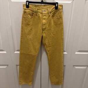 Levi's 501 Original Fit Straight Leg Jeans Men 30x32 Button Fly Mustard Yellow